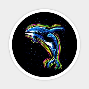 Killer Whale neon lines Magnet